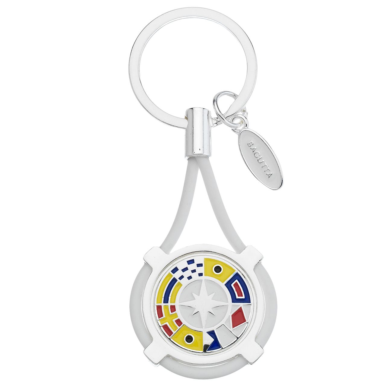 PORTACHIAVI CON BANDIERE NAUTICHE E CORDONE BIANCO cm 9,5
